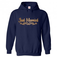 Just Married Classic Unisex Kids and Adults Pullover Hoodie For Newly Married Couple
